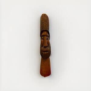 Vintage Hand-Carved Wooden African Art Figure Statue Afrohemian Decor.
